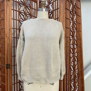 Cotton Ecru Drop Shoulder Sweater